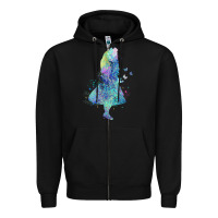 Black watercolor splatter alice in wonderland t shirt design Zipper Hoodie - PixelWave