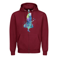 Burgundy watercolor splatter alice in wonderland t shirt design Zipper Hoodie - PixelWave