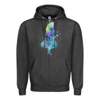Charcoal Heather watercolor splatter alice in wonderland t shirt design Zipper Hoodie - PixelWave