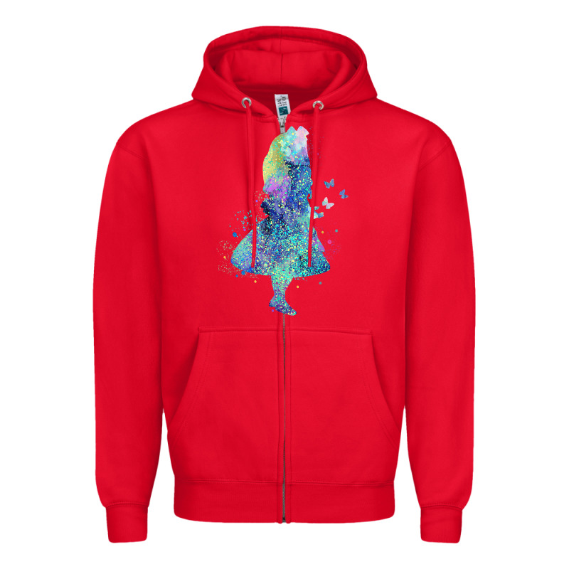 Watercolor Splatter Alice In Wonderland T Shirt Design Zipper Hoodie by PixelWave | Teevron