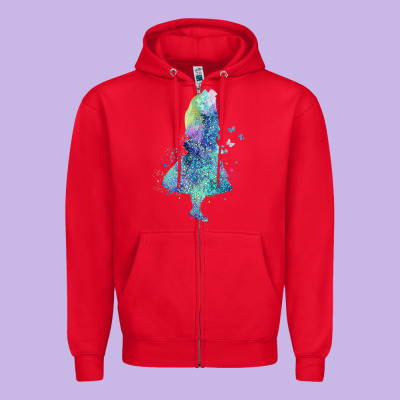 Watercolor Splatter Alice In Wonderland T Shirt Design Zipper Hoodie Designed By Pixelwave