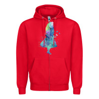Red watercolor splatter alice in wonderland t shirt design Zipper Hoodie - PixelWave