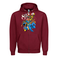 Burgundy group pic x men Zipper Hoodie - PixelWave