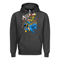 Charcoal Heather group pic x men Zipper Hoodie - PixelWave