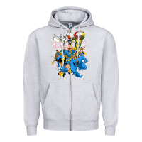 Heather Grey group pic x men Zipper Hoodie - PixelWave