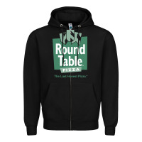Black round table pizza Zipper Hoodie - PixelWave