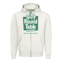Oatmeal Heather round table pizza Zipper Hoodie - PixelWave