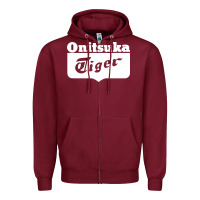 Burgundy onitsuka tiger Zipper Hoodie - PixelWave