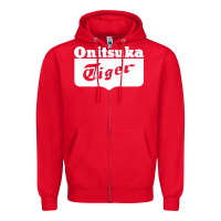 Red onitsuka tiger Zipper Hoodie - PixelWave