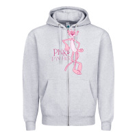 Heather Grey pink panther Zipper Hoodie - PixelWave
