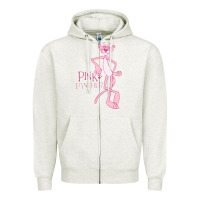 Oatmeal Heather pink panther Zipper Hoodie - PixelWave