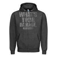 Charcoal Heather what's your damage, heather   heathers Zipper Hoodie - PixelWave