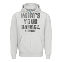 Dove Grey what's your damage, heather   heathers Zipper Hoodie - PixelWave