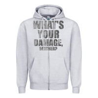 Heather Grey what's your damage, heather   heathers Zipper Hoodie - PixelWave