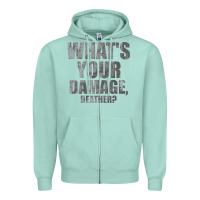 Seafoam what's your damage, heather   heathers Zipper Hoodie - PixelWave