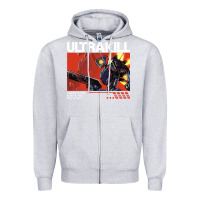 Heather Grey the merch ultrakill 1 Zipper Hoodie - PixelWave