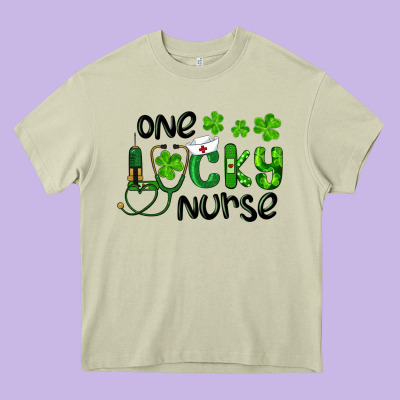 Saint Patricks One Lucky Nurse Heavy Core Tee Designed By Ranaportraitstore