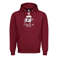 Burgundy liberation to all vegan vegetarian food animal love Zipper Hoodie - PixelWave