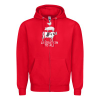 Red liberation to all vegan vegetarian food animal love Zipper Hoodie - PixelWave