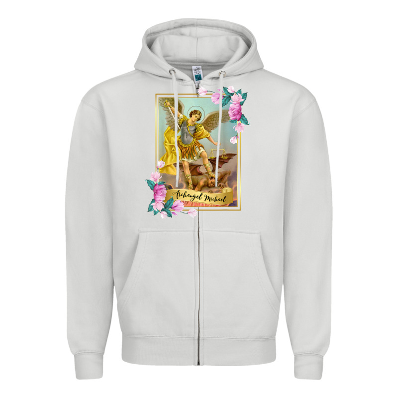St Michael The Archangel - Protector Catholic Church Angel Zipper Hoodie by PixelWave | Teevron