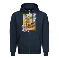 Navy St Michael the Archangel - Protector Catholic Church Angel Zipper Hoodie - PixelWave