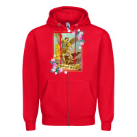 Red St Michael the Archangel - Protector Catholic Church Angel Zipper Hoodie - PixelWave