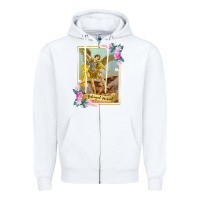 White St Michael the Archangel - Protector Catholic Church Angel Zipper Hoodie - PixelWave