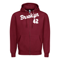 Burgundy brooklyn 42 Zipper Hoodie - PixelWave
