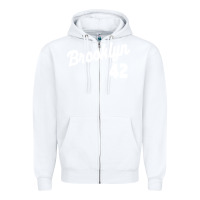 White brooklyn 42 Zipper Hoodie - PixelWave