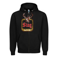 Vintage Stag Beer, Distressed Zipper Hoodie | Teevron