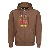 Chestnut Vintage Stag Beer, distressed Zipper Hoodie - Craftify