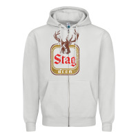 Dove Grey Vintage Stag Beer, distressed Zipper Hoodie - Craftify