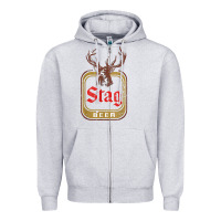 Heather Grey Vintage Stag Beer, distressed Zipper Hoodie - Craftify
