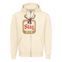 Sandshell Vintage Stag Beer, distressed Zipper Hoodie - Craftify