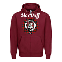 Burgundy MacDuff Clan Scottish Name Coat Of Arms Tartan Zipper Hoodie - Craftify
