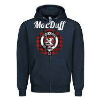 Navy MacDuff Clan Scottish Name Coat Of Arms Tartan Zipper Hoodie - Craftify