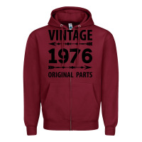 Burgundy VINTAGE 1976 ORIGINAL PARTS Zipper Hoodie - Craftify
