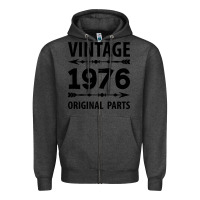 Charcoal Heather VINTAGE 1976 ORIGINAL PARTS Zipper Hoodie - Craftify