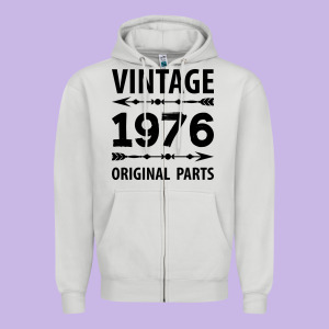 Vintage 1976 Original Parts Zipper Hoodie Designed By Craftify