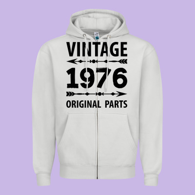 Vintage 1976 Original Parts Zipper Hoodie Designed By Craftify