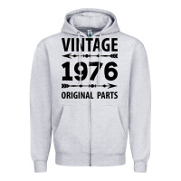 Heather Grey VINTAGE 1976 ORIGINAL PARTS Zipper Hoodie - Craftify