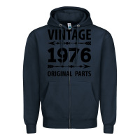 Navy VINTAGE 1976 ORIGINAL PARTS Zipper Hoodie - Craftify