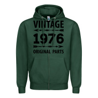 Sports Green VINTAGE 1976 ORIGINAL PARTS Zipper Hoodie - Craftify