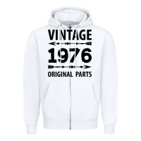 White VINTAGE 1976 ORIGINAL PARTS Zipper Hoodie - Craftify