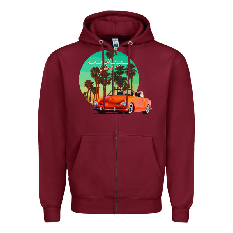 Karmann Ghia Sunset Palm Love Quote Zipper Hoodie by Craftify | Teevron