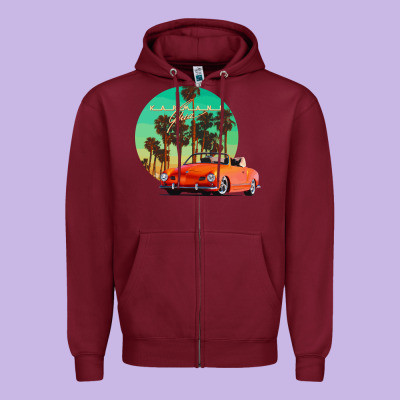 Karmann Ghia Sunset Palm Love Quote Zipper Hoodie Designed By Craftify