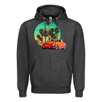 Charcoal Heather karmann ghia sunset palm love quote Zipper Hoodie - Craftify
