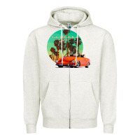 Oatmeal Heather karmann ghia sunset palm love quote Zipper Hoodie - Craftify