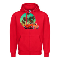 Red karmann ghia sunset palm love quote Zipper Hoodie - Craftify