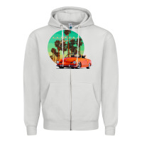 Dove Grey karmann ghia sunset palm love quote Zipper Hoodie - Craftify